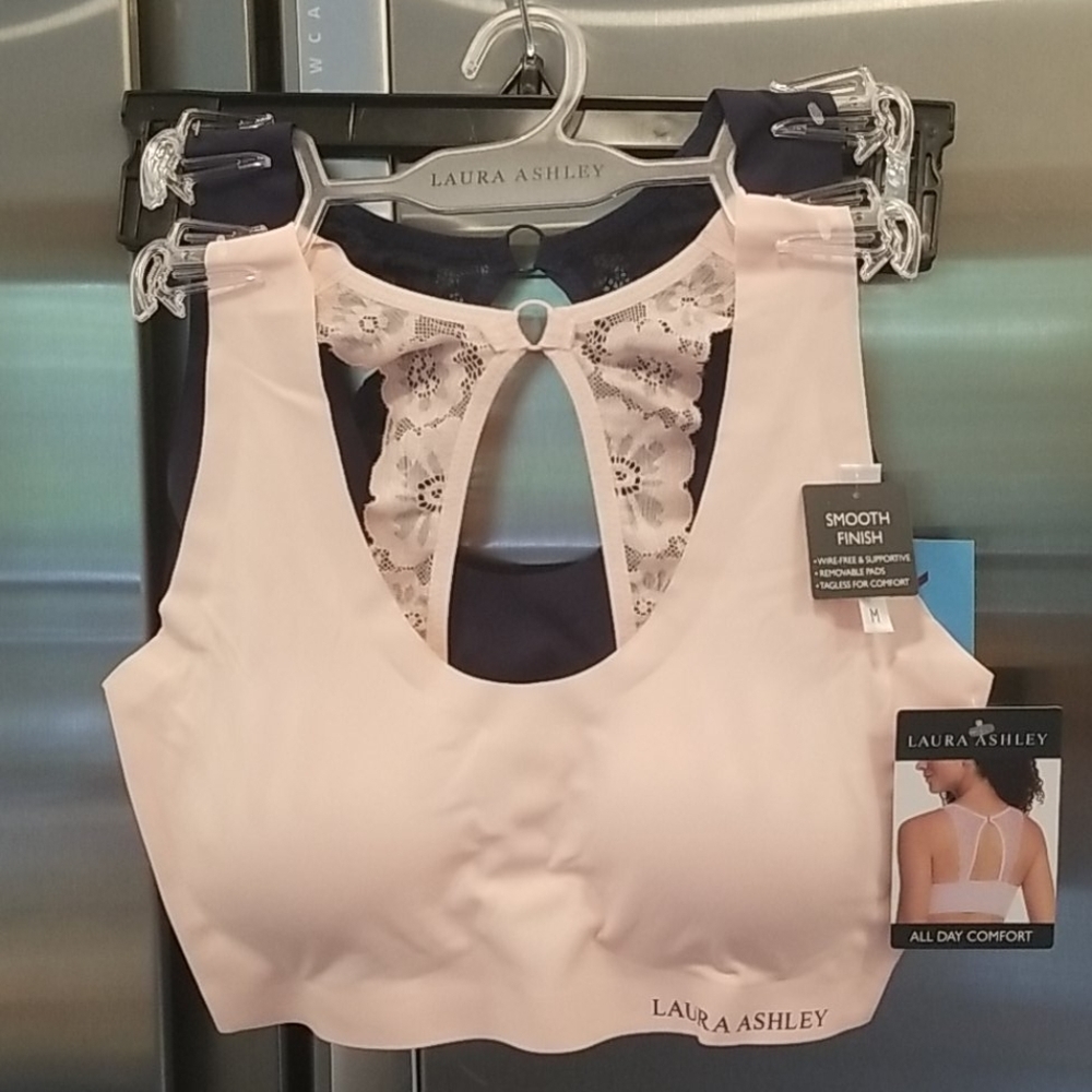 💕LAURA ASHLEY💕 Smooth Finish Bras (2 Pack) Pink & Blue Medium M NWT